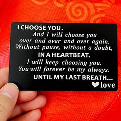 Engraved Alum. Wallet Insert Card Love Note For Dad From Daughter Son