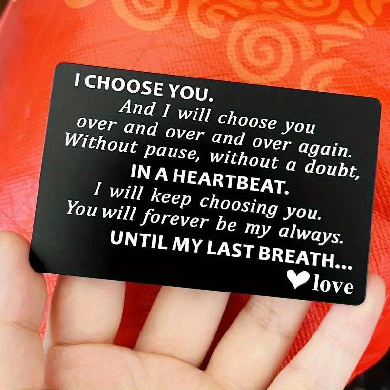 Engraved Alum. Wallet Insert Card Love Note For Dad From Daughter Son