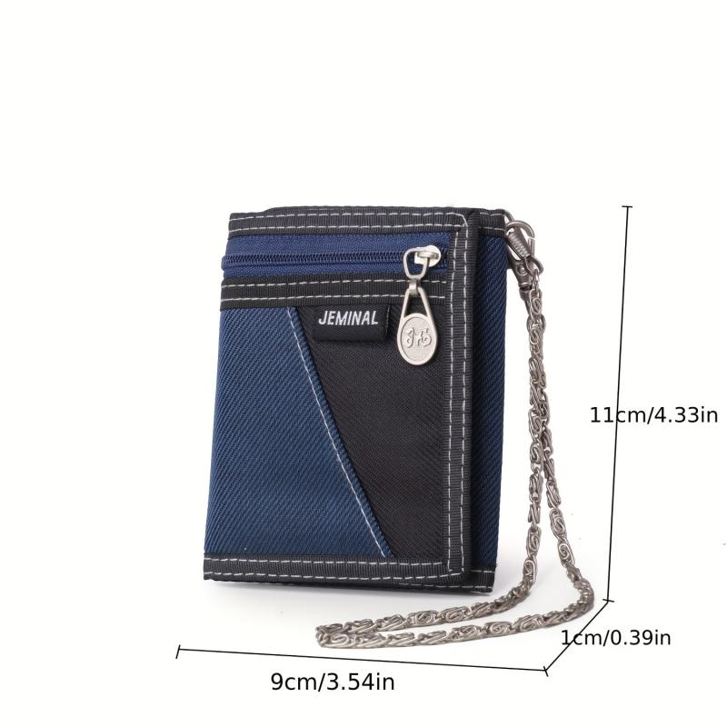Three fold Short Canvas Casual Wallet Men's Zipper Wallet