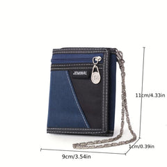 Three fold Short Canvas Casual Wallet Men's Zipper Wallet