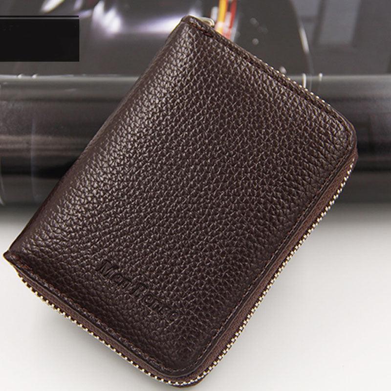 Men's Leather Card Holder Zipper Wallet Coin Purse