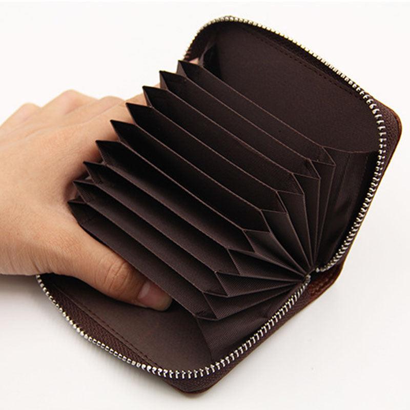 Men's Leather Card Holder Zipper Wallet Coin Purse