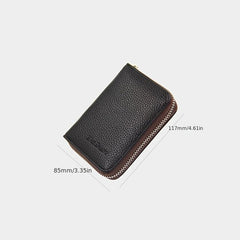 Men's Leather Card Holder Zipper Wallet Coin Purse