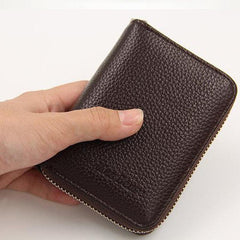 Men's Leather Card Holder Zipper Wallet Coin Purse