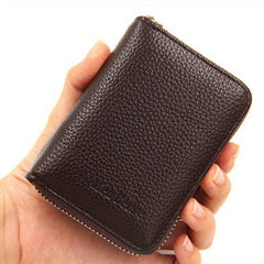 Men's Leather Card Holder Zipper Wallet Coin Purse