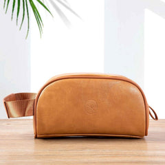 Men's Leather Toiletry Travel Pouch Vintage Bag
