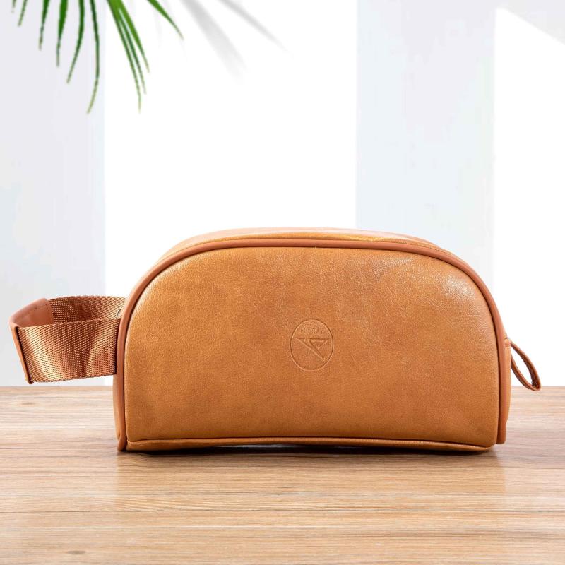 Men's Leather Toiletry Travel Pouch Vintage Bag