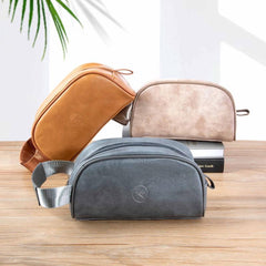 Men's Leather Toiletry Travel Pouch Vintage Bag
