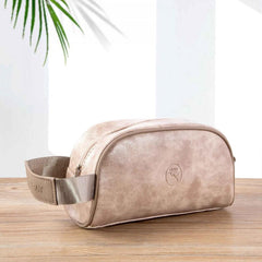 Men's Leather Toiletry Travel Pouch Vintage Bag
