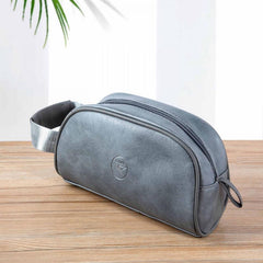 Men's Leather Toiletry Travel Pouch Vintage Bag