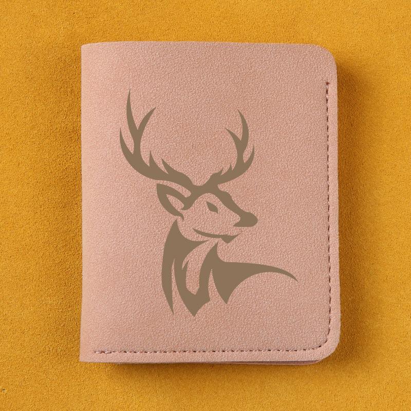 Deer Pattern Man Wallet Short Leather Money Clip Wallet