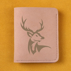 Deer Pattern Man Wallet Short Leather Money Clip Wallet