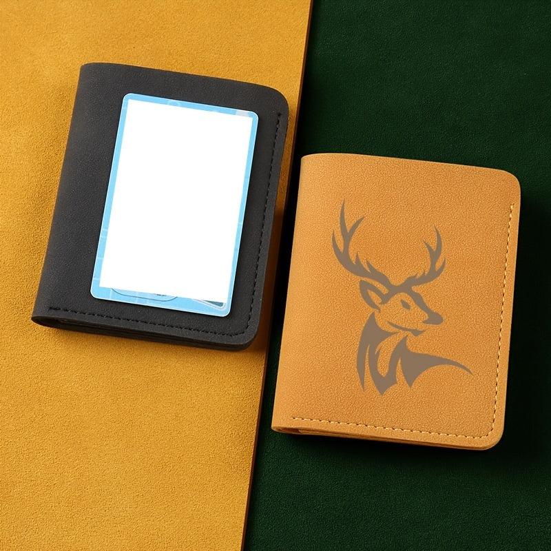 Deer Pattern Man Wallet Short Leather Money Clip Wallet