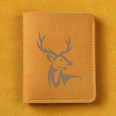 Deer Pattern Man Wallet Short Leather Money Clip Wallet