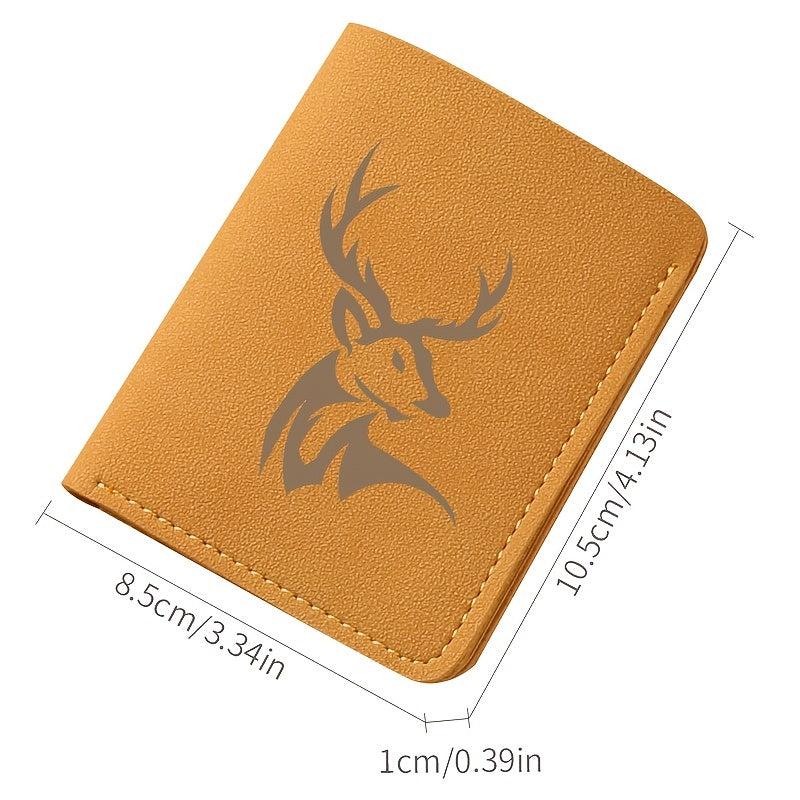 Deer Pattern Man Wallet Short Leather Money Clip Wallet