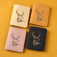 Deer Pattern Man Wallet Short Leather Money Clip Wallet