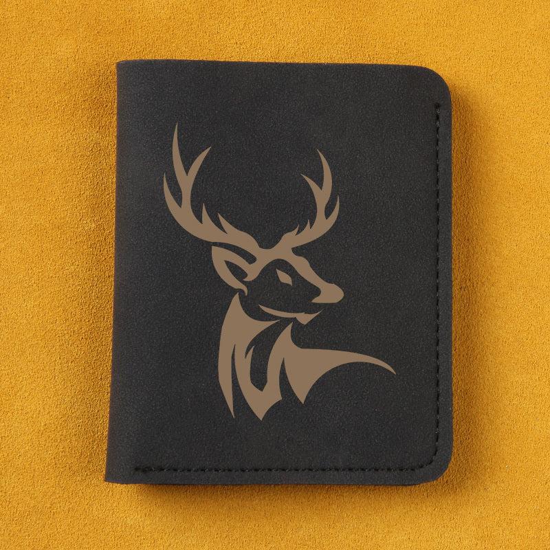 Deer Pattern Man Wallet Short Leather Money Clip Wallet