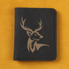 Deer Pattern Man Wallet Short Leather Money Clip Wallet