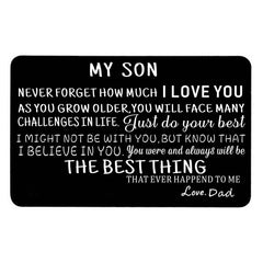 1 Pc Wallet Insert Card For Son Metal Carving Card Gift From Mom Dad