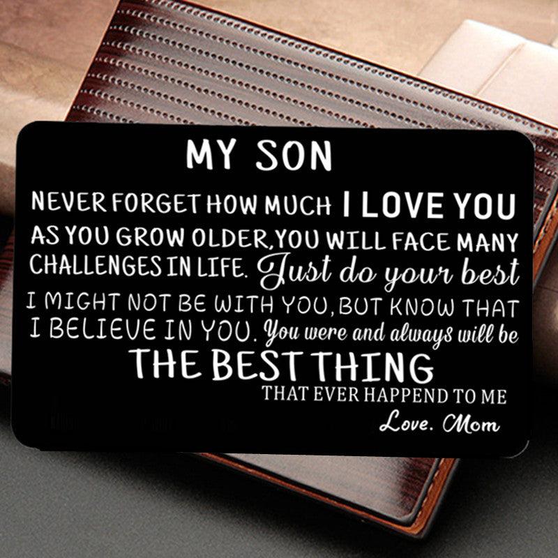 1 Pc Wallet Insert Card For Son Metal Carving Card Gift From Mom Dad