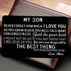 1 Pc Wallet Insert Card For Son Metal Carving Card Gift From Mom Dad