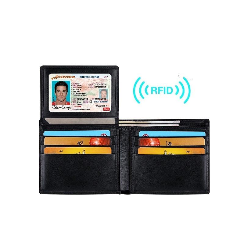 RFID Blocking Leather Wallet For Men Bifold Top Flip Extra Capacity