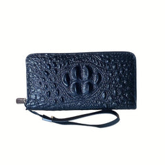 Crocodile Pattern Long Zipper Clutch Handbag