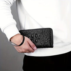 Crocodile Pattern Long Zipper Clutch Handbag