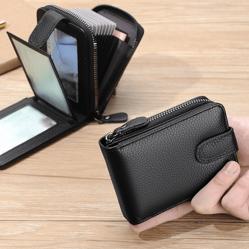 Men's Leather Card Holder Zipper Wallet Coin Purse