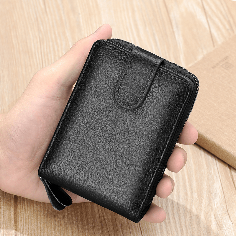 Men's Leather Card Holder Zipper Wallet Coin Purse