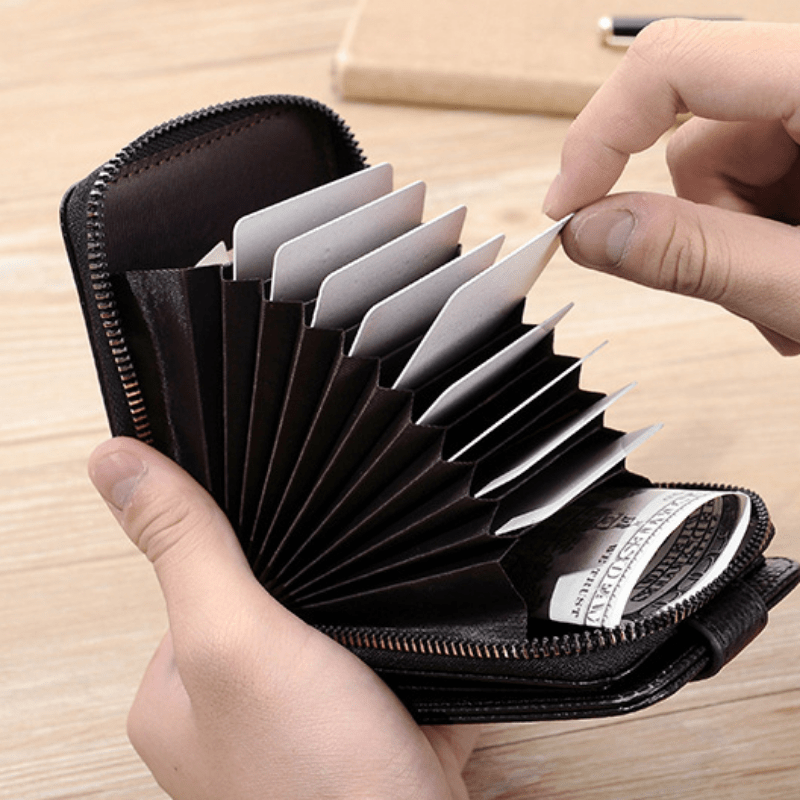 Men's Leather Card Holder Zipper Wallet Coin Purse