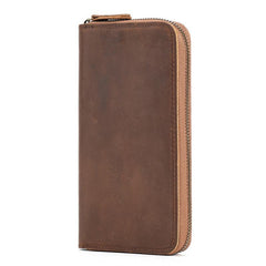 Men's Vintage Leather Zipper Handbag Wallet Clutch Bag
