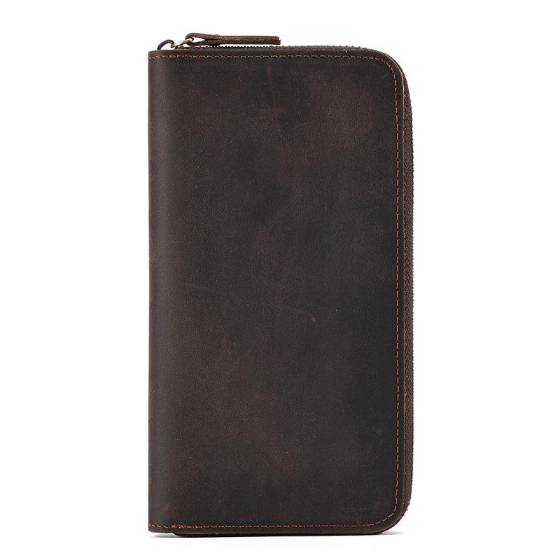Men's Vintage Leather Zipper Handbag Wallet Clutch Bag