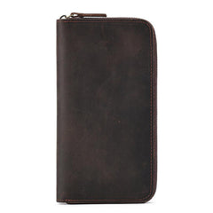 Men's Vintage Leather Zipper Handbag Wallet Clutch Bag