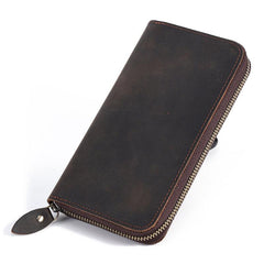 Men's Vintage Leather Zipper Handbag Wallet Clutch Bag