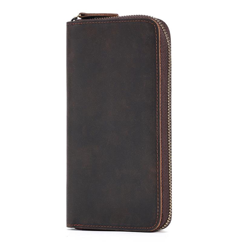 Men's Vintage Leather Zipper Handbag Wallet Clutch Bag