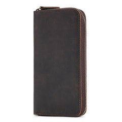 Men's Vintage Leather Zipper Handbag Wallet Clutch Bag