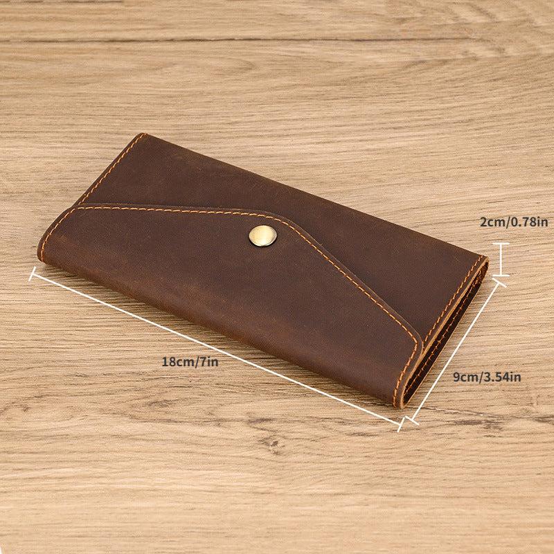 Men's Crazy Horse Leather Long Wallet Vintage Phone Bag Clutch Money Clip