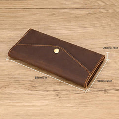 Men's Crazy Horse Leather Long Wallet Vintage Phone Bag Clutch Money Clip