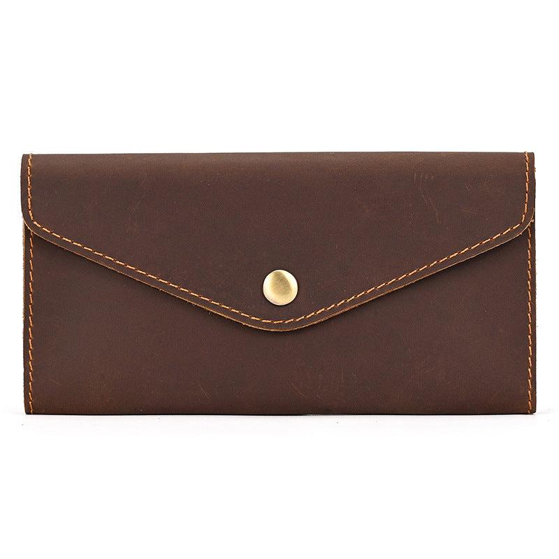 Men's Crazy Horse Leather Long Wallet Vintage Phone Bag Clutch Money Clip