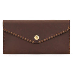 Men's Crazy Horse Leather Long Wallet Vintage Phone Bag Clutch Money Clip