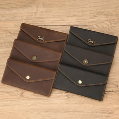 Men's Crazy Horse Leather Long Wallet Vintage Phone Bag Clutch Money Clip