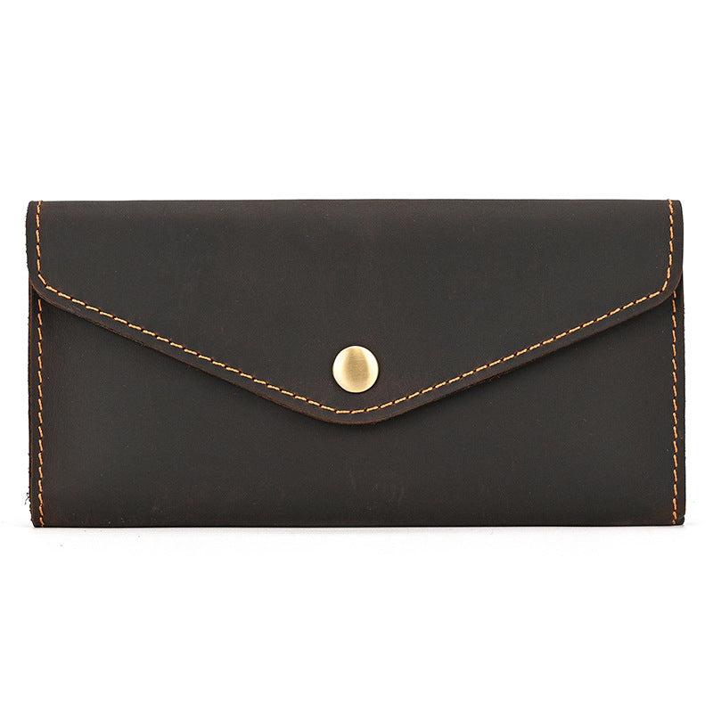 Men's Crazy Horse Leather Long Wallet Vintage Phone Bag Clutch Money Clip