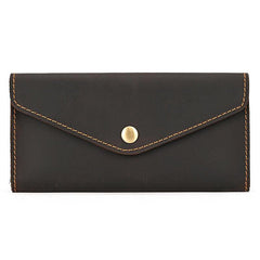 Men's Crazy Horse Leather Long Wallet Vintage Phone Bag Clutch Money Clip