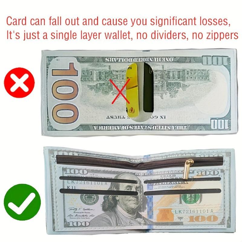 Men's Slim Dollar Wallet Credit Card Holder Funny PU Leather Wallet
