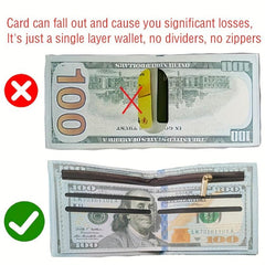 Men's Slim Dollar Wallet Credit Card Holder Funny PU Leather Wallet