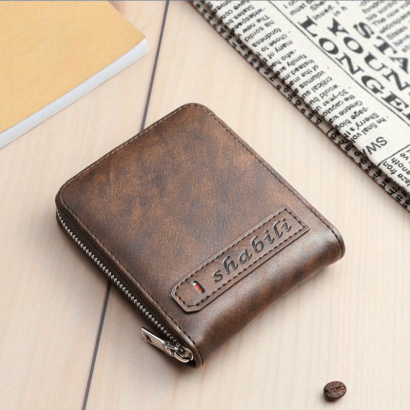 Leather Card Holder Multifunctional Zipper Wallet Purse