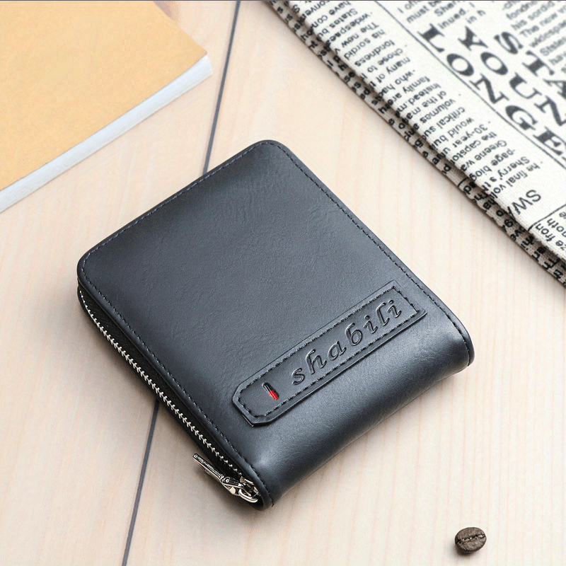 Leather Card Holder Multifunctional Zipper Wallet Purse