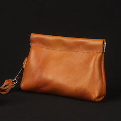 Portable Leather Wallet Jewelry Storage Bag Walnut Coin Purse