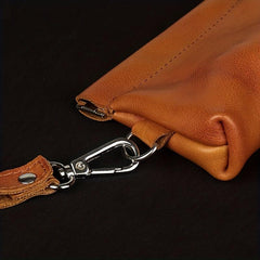 Portable Leather Wallet Jewelry Storage Bag Walnut Coin Purse